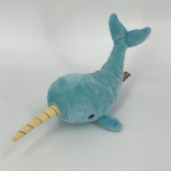 Douglas 13" Plush Whale Unicorn Horn Blue Stuffed Animal Toy - Picture 1 of 1